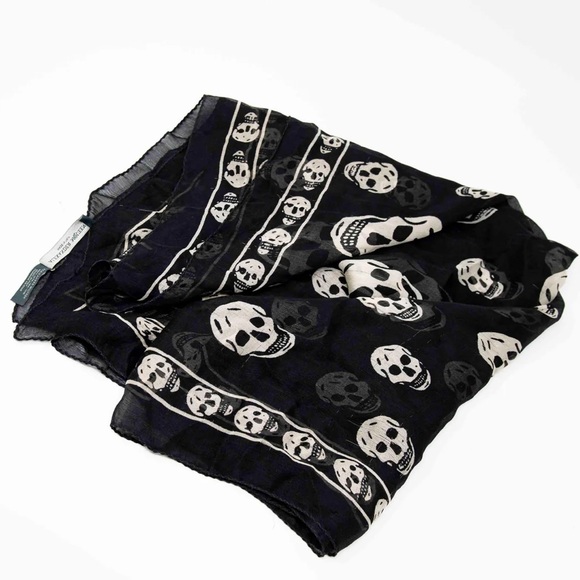 Alexander McQueen Black Silk Skull Scarf - Picture 3 of 7